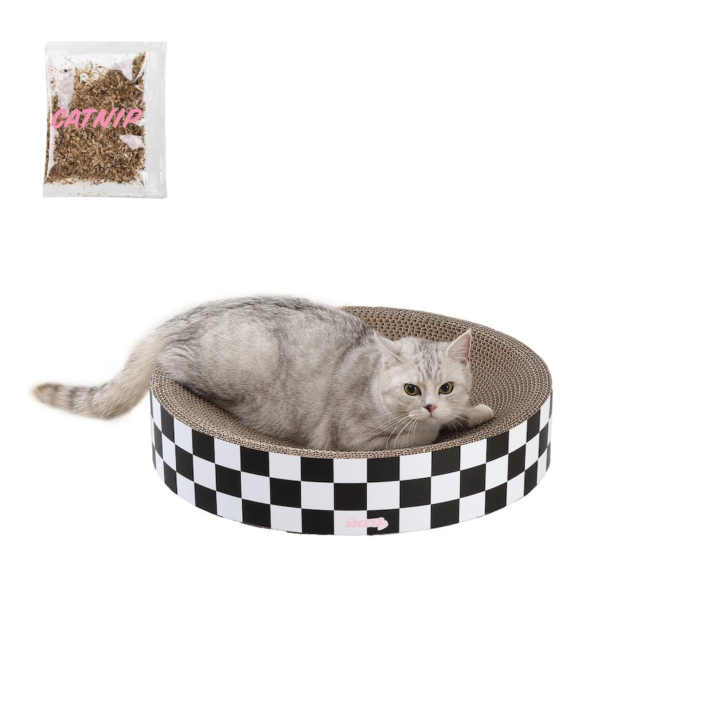 Nelson Modern Cardboard Round Bowl Cat Scratcher with Catnip
