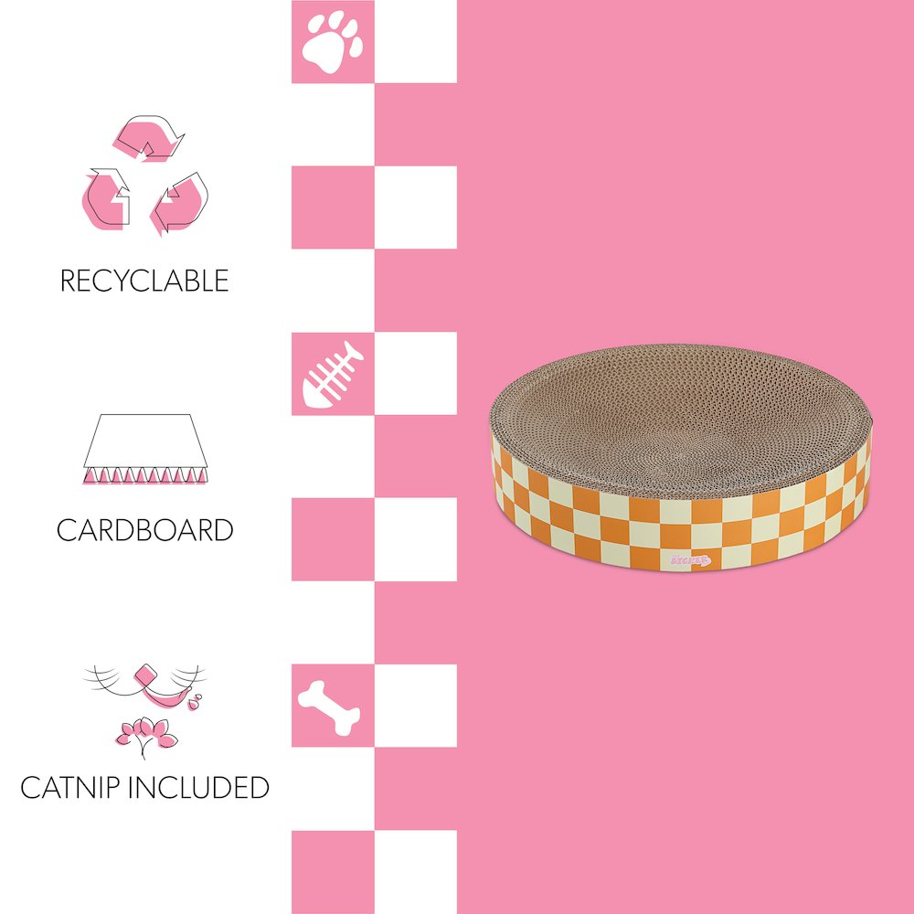 Nelson Modern Cardboard Round Bowl Cat Scratcher with Catnip