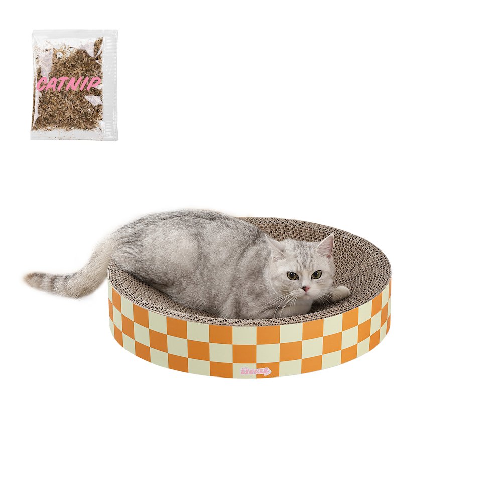 Nelson Modern Cardboard Round Bowl Cat Scratcher with Catnip