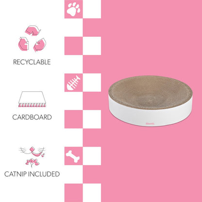 Nelson Modern Cardboard Round Bowl Cat Scratcher with Catnip