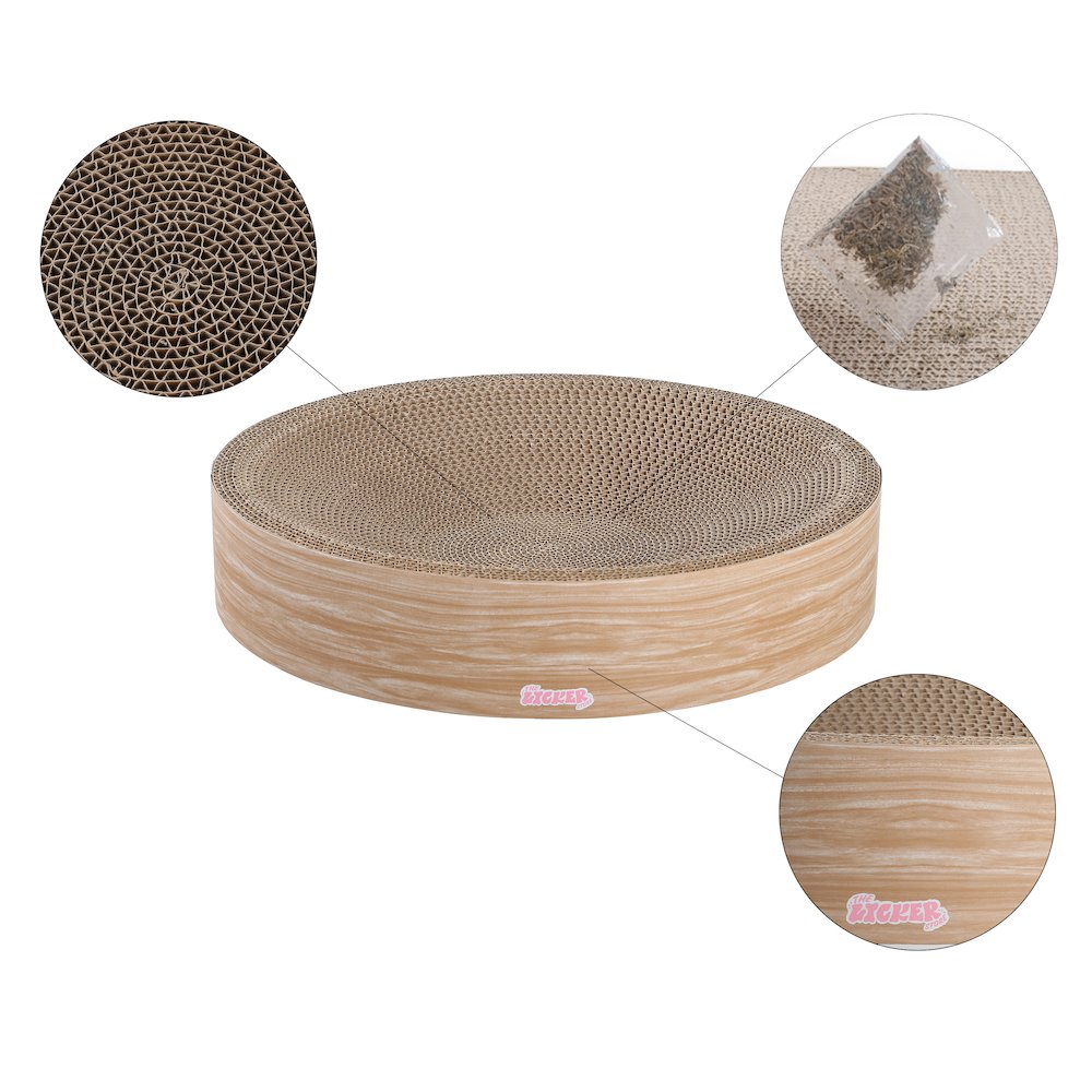 Nelson Modern Cardboard Round Bowl Cat Scratcher with Catnip