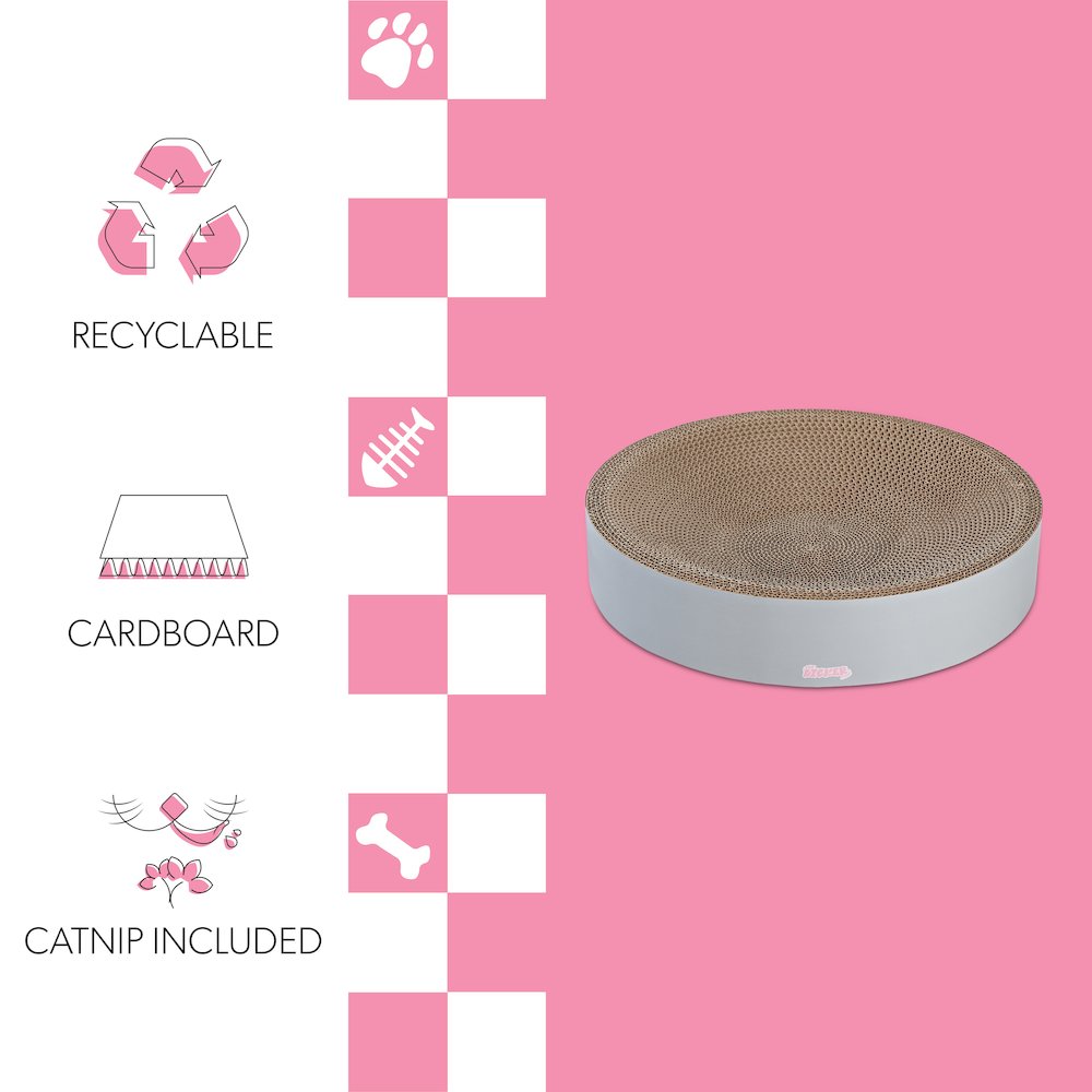 Nelson Modern Cardboard Round Bowl Cat Scratcher with Catnip