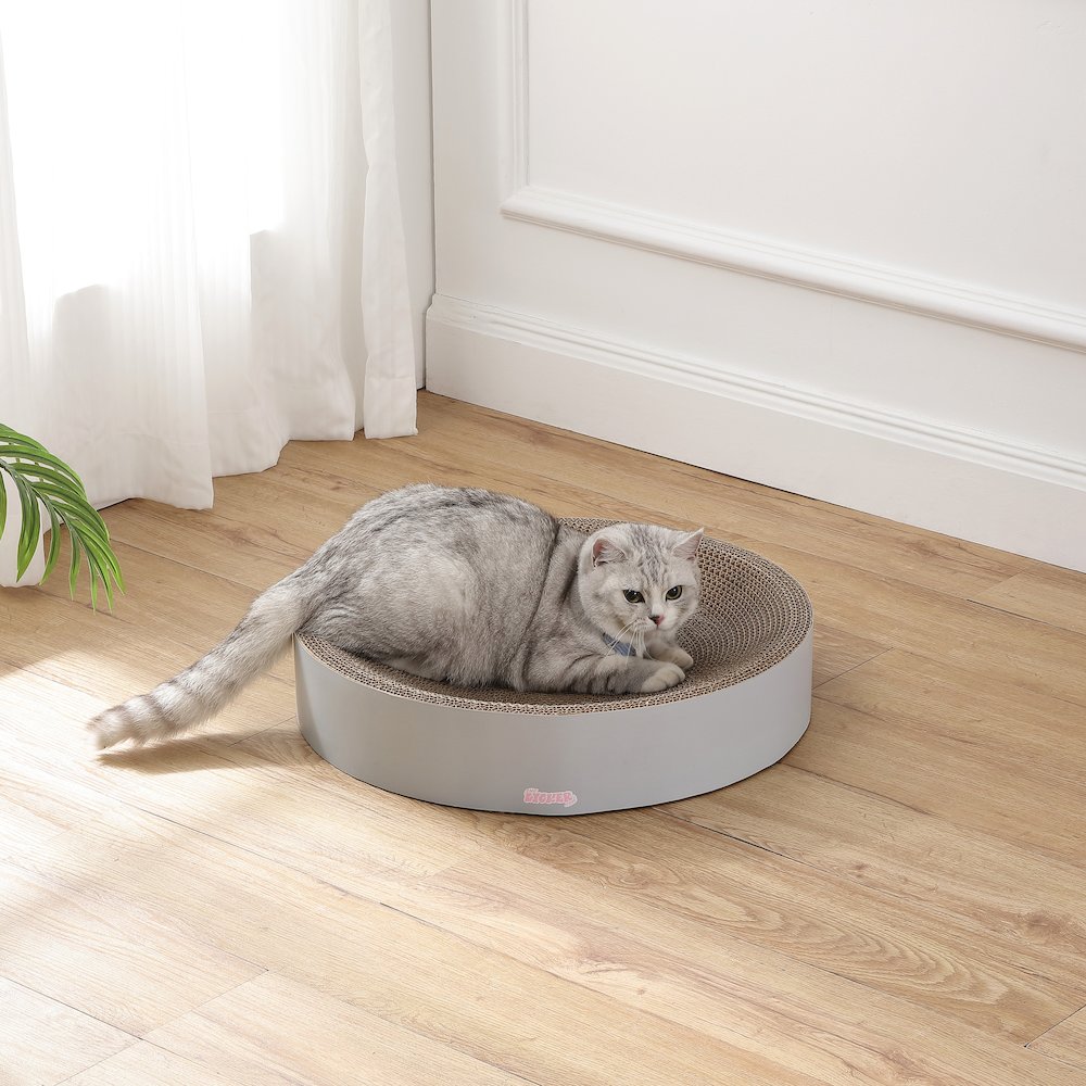 Nelson Modern Cardboard Round Bowl Cat Scratcher with Catnip