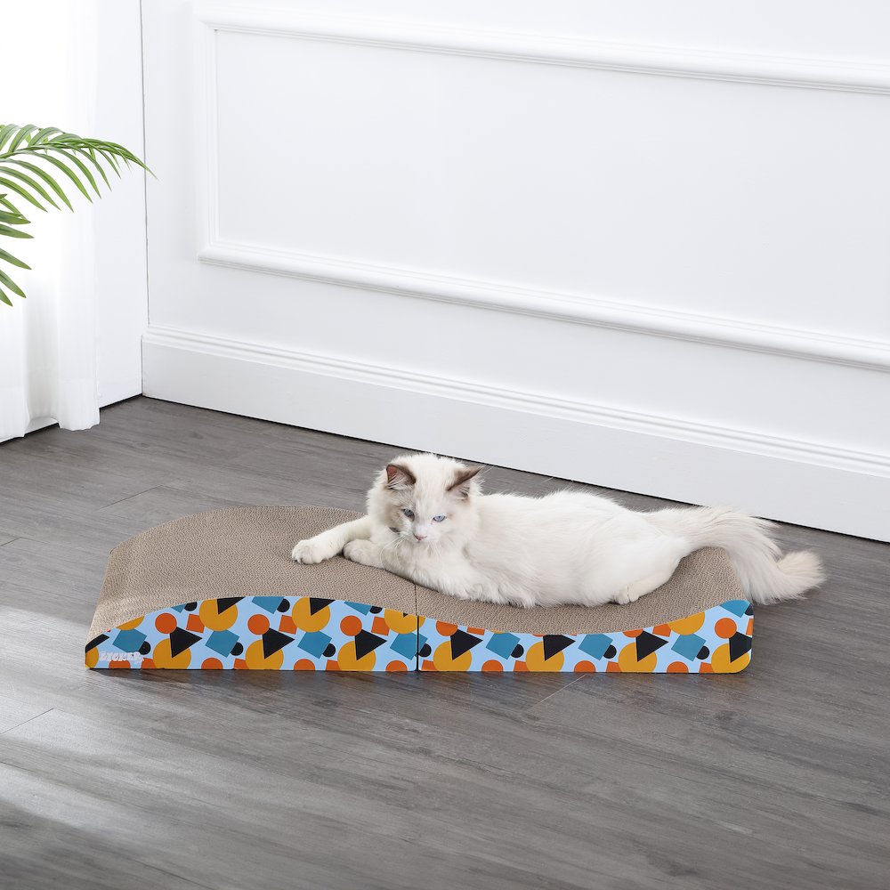 Eero Modern Cardboard Foldable Lounge Cat Scratcher With Catnip