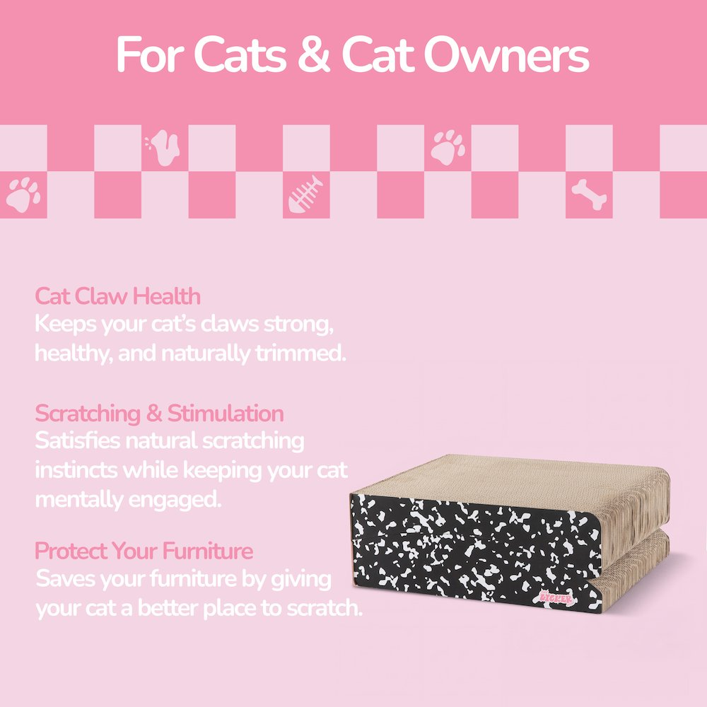 Eero Modern Cardboard Foldable Lounge Cat Scratcher with Catnip, Black/White