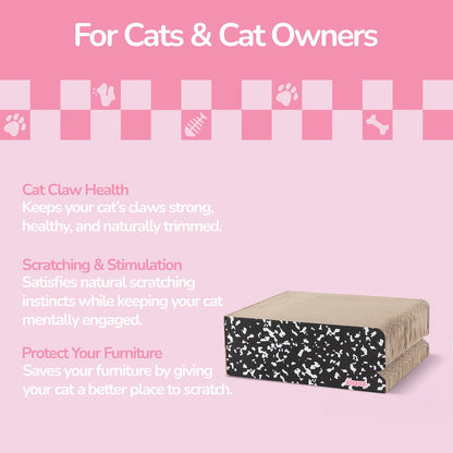 Eero Modern Cardboard Foldable Lounge Cat Scratcher with Catnip, Black/White