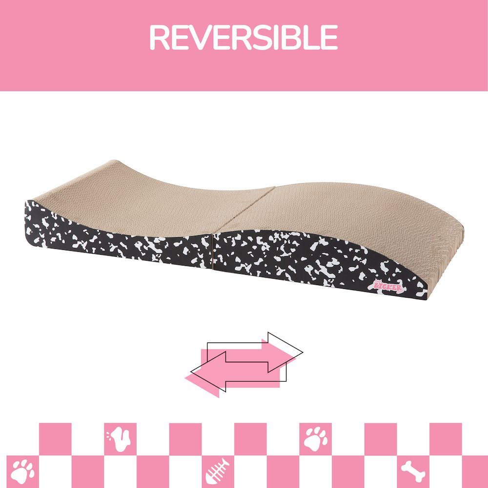 Eero Modern Cardboard Foldable Lounge Cat Scratcher with Catnip, Black/White