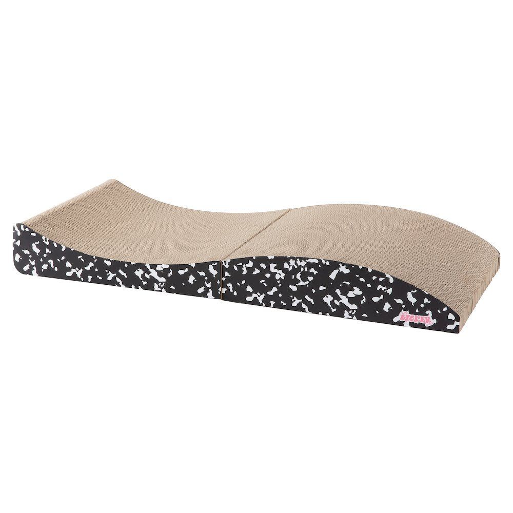 Eero Modern Cardboard Foldable Lounge Cat Scratcher with Catnip, Black/White