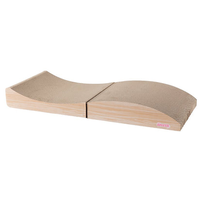 Eero Modern Cardboard Foldable Lounge Cat Scratcher with Catnip, Oak Wood Finish