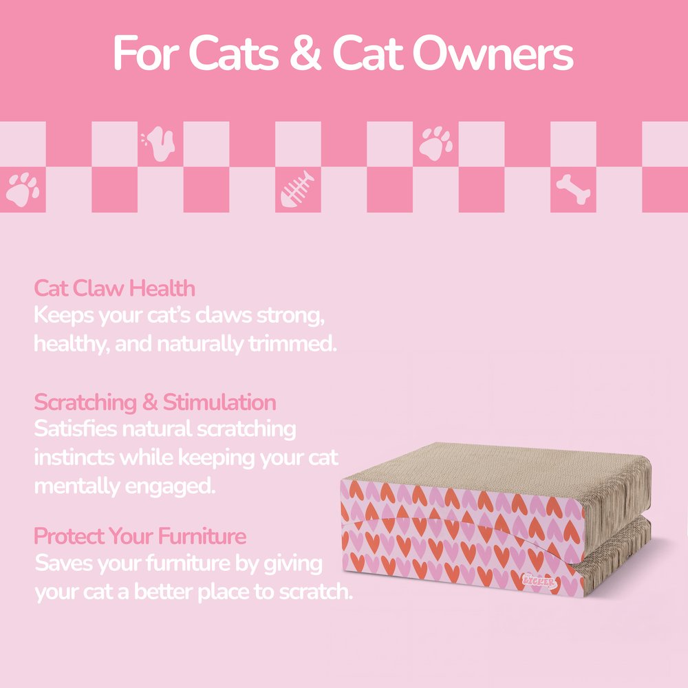 Eero Modern Cardboard Foldable Lounge Cat Scratcher with Catnip, Pink