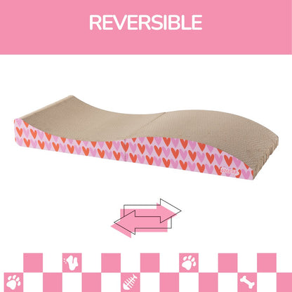 Eero Modern Cardboard Foldable Lounge Cat Scratcher with Catnip, Pink