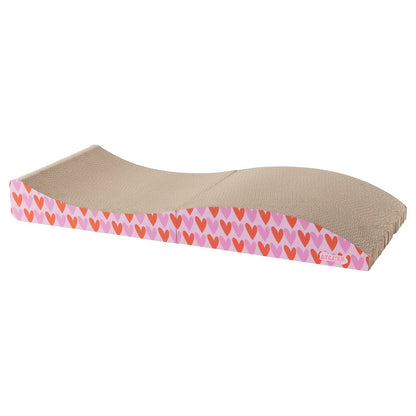 Eero Modern Cardboard Foldable Lounge Cat Scratcher with Catnip, Pink