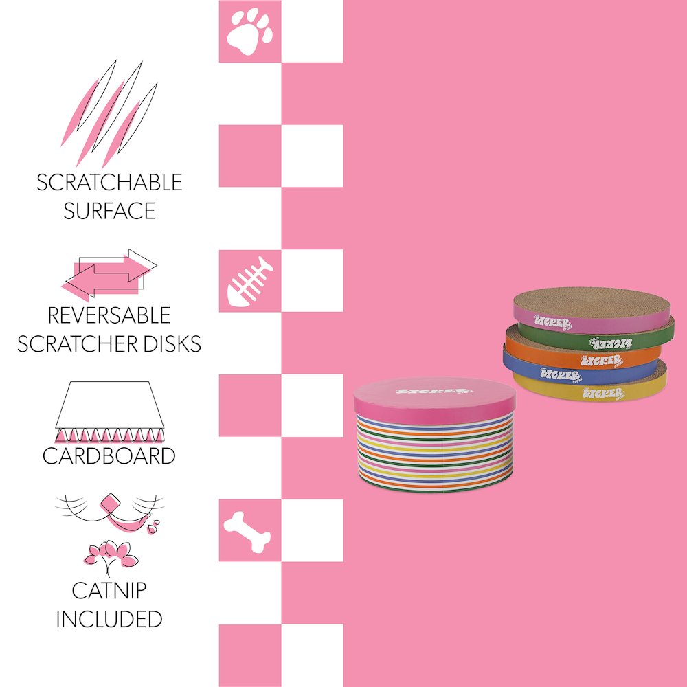Kate Modern Patterned Cardboard Reversible Cat Scratcher Pad In Box With Catnip
