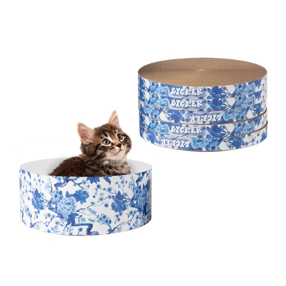 Kate Modern Patterned Cardboard Reversible Cat Scratcher Pad In Box With Catnip