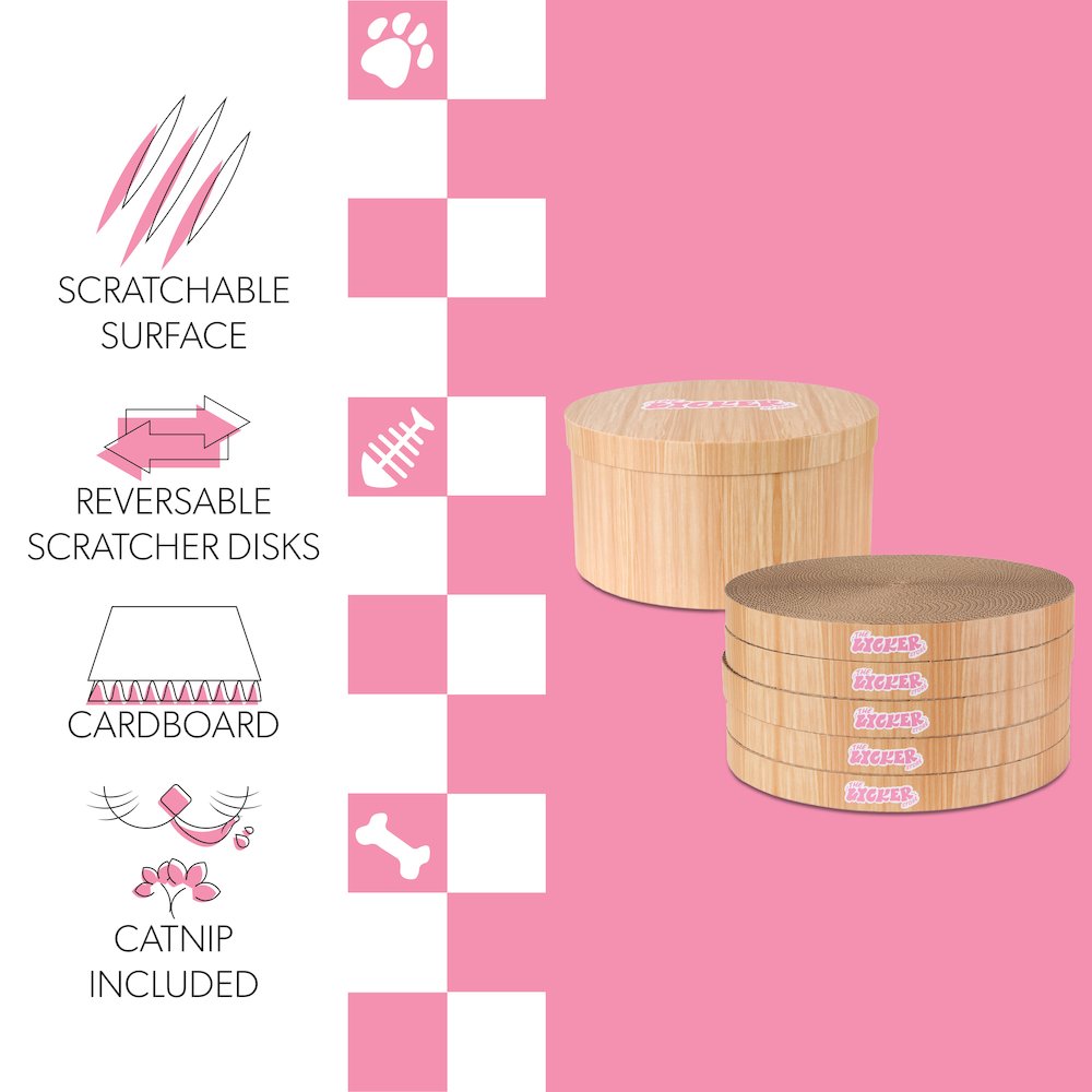 Kate Cat Scratcher Pad In Box with Catnip, Brown Wood Grain Finish (5-Pack)