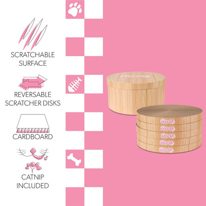Kate Cat Scratcher Pad In Box with Catnip, Brown Wood Grain Finish (5-Pack)