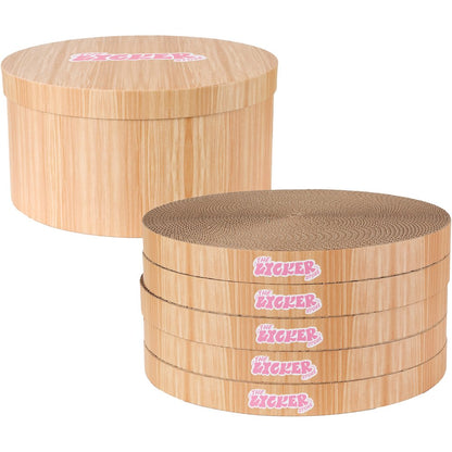 Kate Cat Scratcher Pad In Box with Catnip, Brown Wood Grain Finish (5-Pack)
