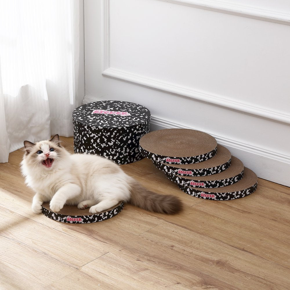 Kate Cat Scratcher Pad In Box with Catnip, Composition Black/White (5-Pack)