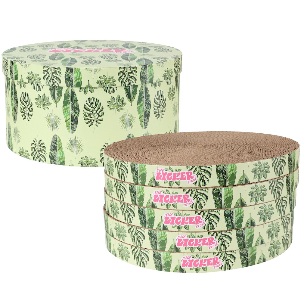 Kate Cardboard Cat Scratcher Pad In Box with Catnip, Leaf Mint/Green (5-Pack)