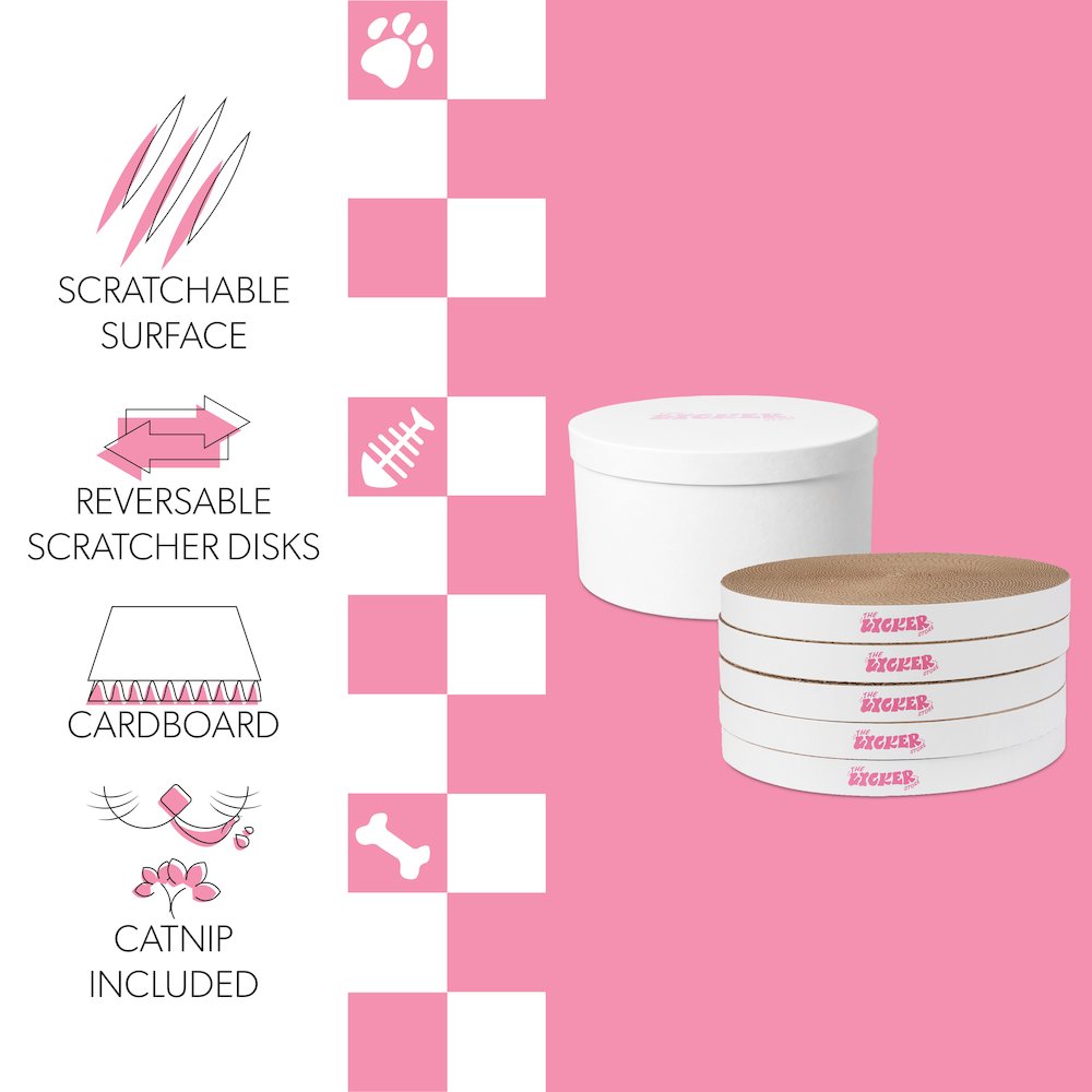 Kate Modern Cardboard Cat Scratcher Pad In Box with Catnip, Plain White (5-Pack)