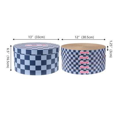 Kate Cardboard Cat Scratcher Pad In Box with Catnip, Checker Navy/Blue (5-Pack)