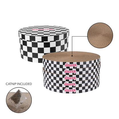 Kate Cat Scratcher Pad In Box with Catnip, Checker Black/White (5-Pack)