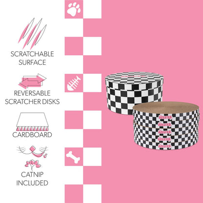 Kate Cat Scratcher Pad In Box with Catnip, Checker Black/White (5-Pack)