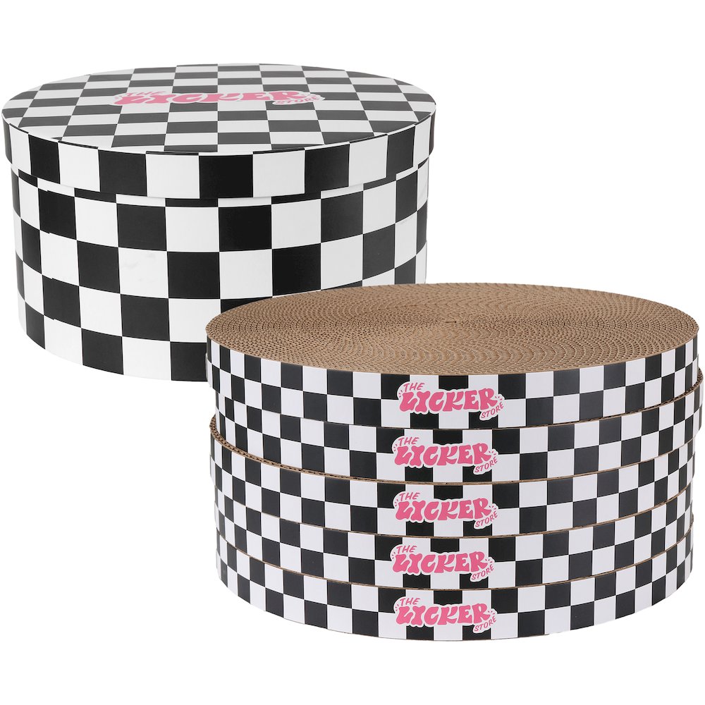 Kate Cat Scratcher Pad In Box with Catnip, Checker Black/White (5-Pack)