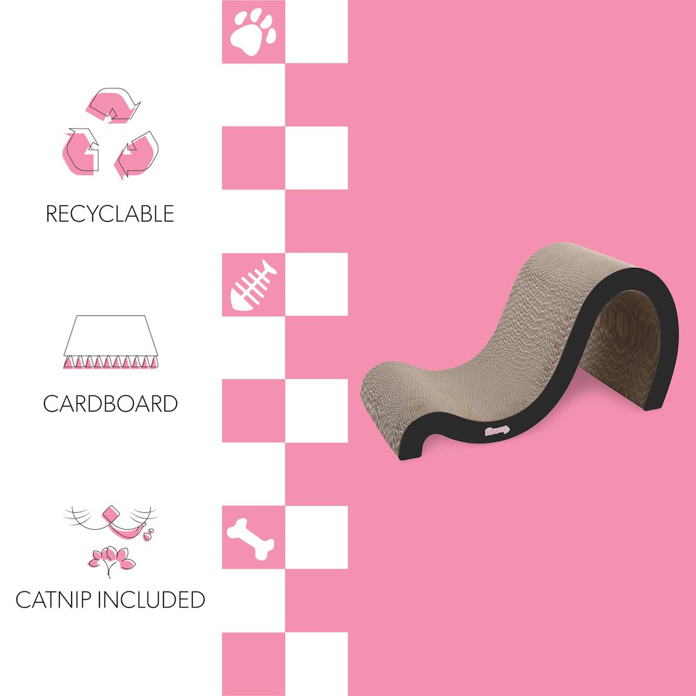 Kona Modern Cardboard Double-Sided Wave Cat Scratcher with Catnip