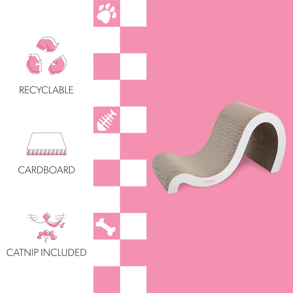 Kona Modern Cardboard Double-Sided Wave Cat Scratcher with Catnip