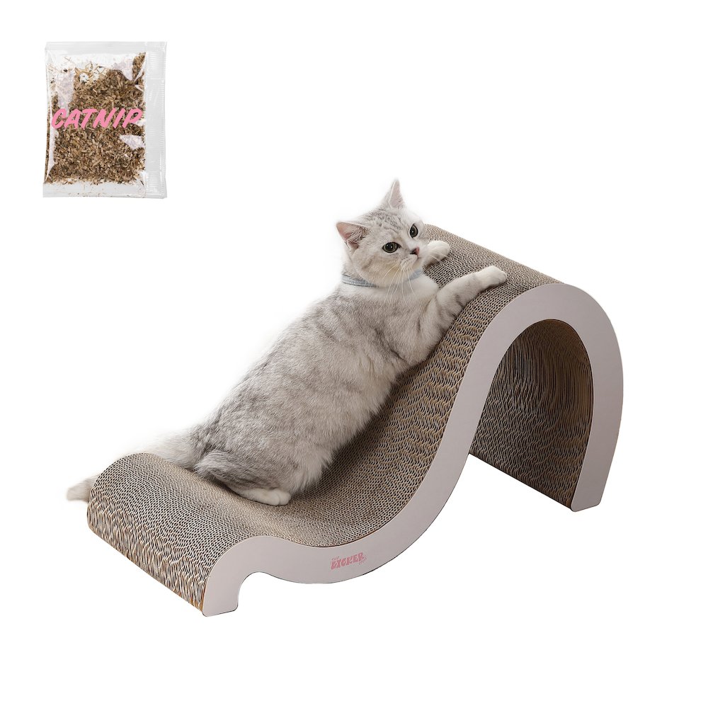 Kona Modern Cardboard Double-Sided Wave Cat Scratcher with Catnip