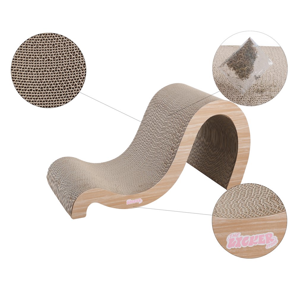 Kona Modern Cardboard Double-Sided Wave Cat Scratcher with Catnip