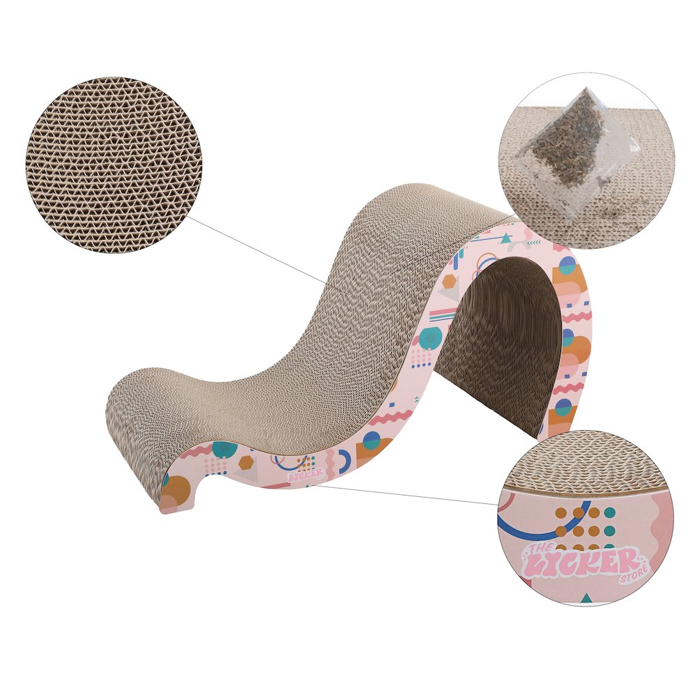 Kona Modern Cardboard Double-Sided Wave Cat Scratcher with Catnip