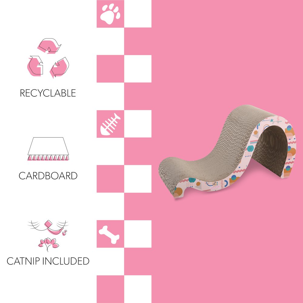 Kona Modern Cardboard Double-Sided Wave Cat Scratcher with Catnip