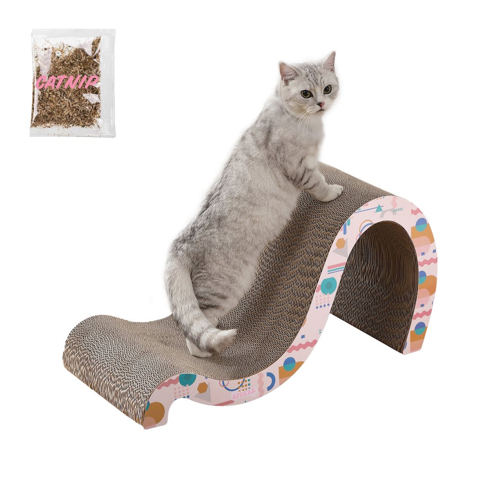 Kona Modern Cardboard Double-Sided Wave Cat Scratcher with Catnip