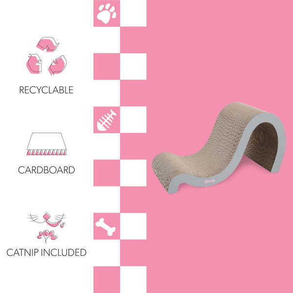 Kona Modern Cardboard Double-Sided Wave Cat Scratcher with Catnip