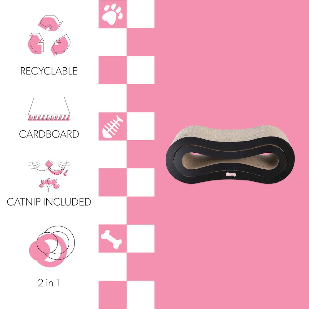Suvi Modern Cardboard Infinity 2-in-1 Lounge Bed Cat Scratcher with Catnip