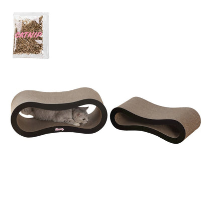Suvi Modern Cardboard Infinity 2-in-1 Lounge Bed Cat Scratcher with Catnip