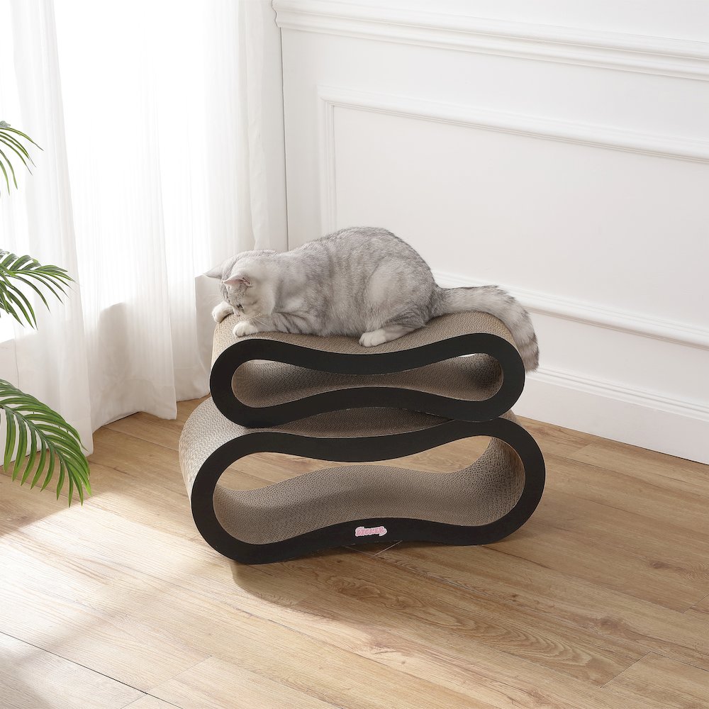 Suvi Modern Cardboard Infinity 2-in-1 Lounge Bed Cat Scratcher with Catnip