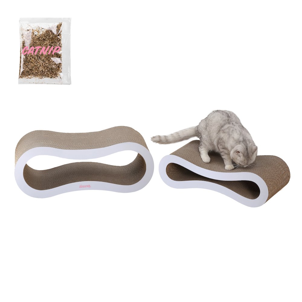 Suvi Modern Cardboard Infinity 2-in-1 Lounge Bed Cat Scratcher with Catnip