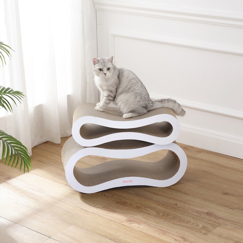 Suvi Modern Cardboard Infinity 2-in-1 Lounge Bed Cat Scratcher with Catnip