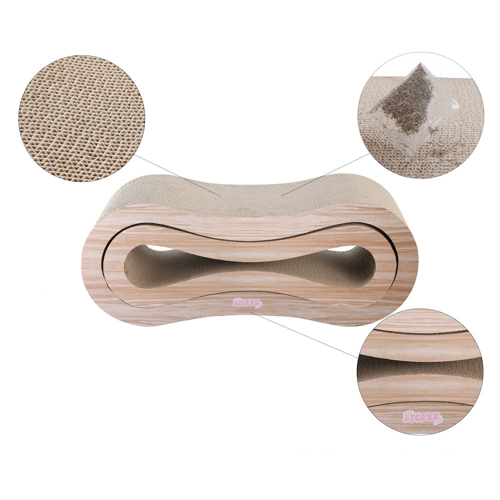 Suvi Modern Cardboard Infinity 2-in-1 Lounge Bed Cat Scratcher with Catnip