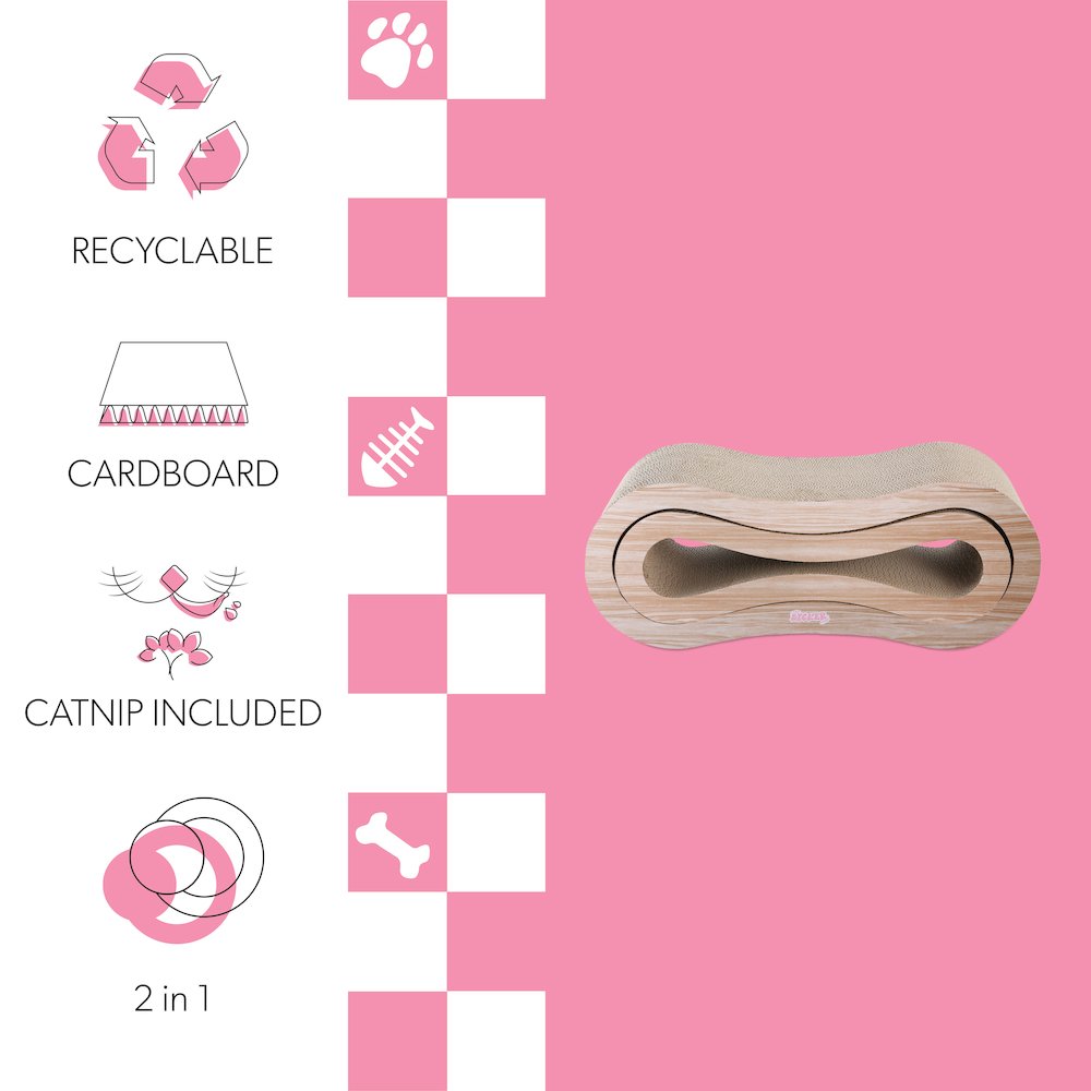 Suvi Modern Cardboard Infinity 2-in-1 Lounge Bed Cat Scratcher with Catnip