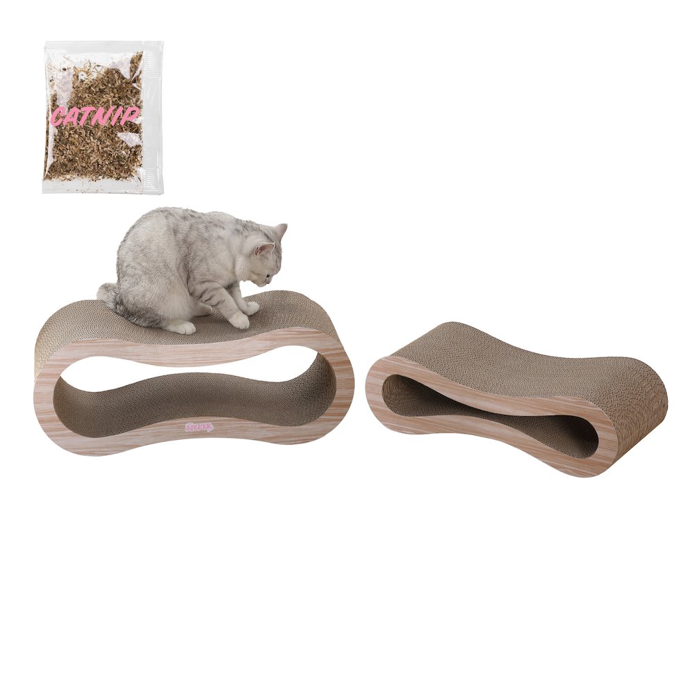 Suvi Modern Cardboard Infinity 2-in-1 Lounge Bed Cat Scratcher with Catnip