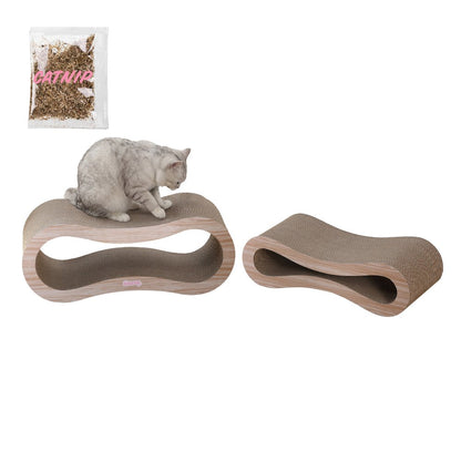 Suvi Modern Cardboard Infinity 2-in-1 Lounge Bed Cat Scratcher with Catnip