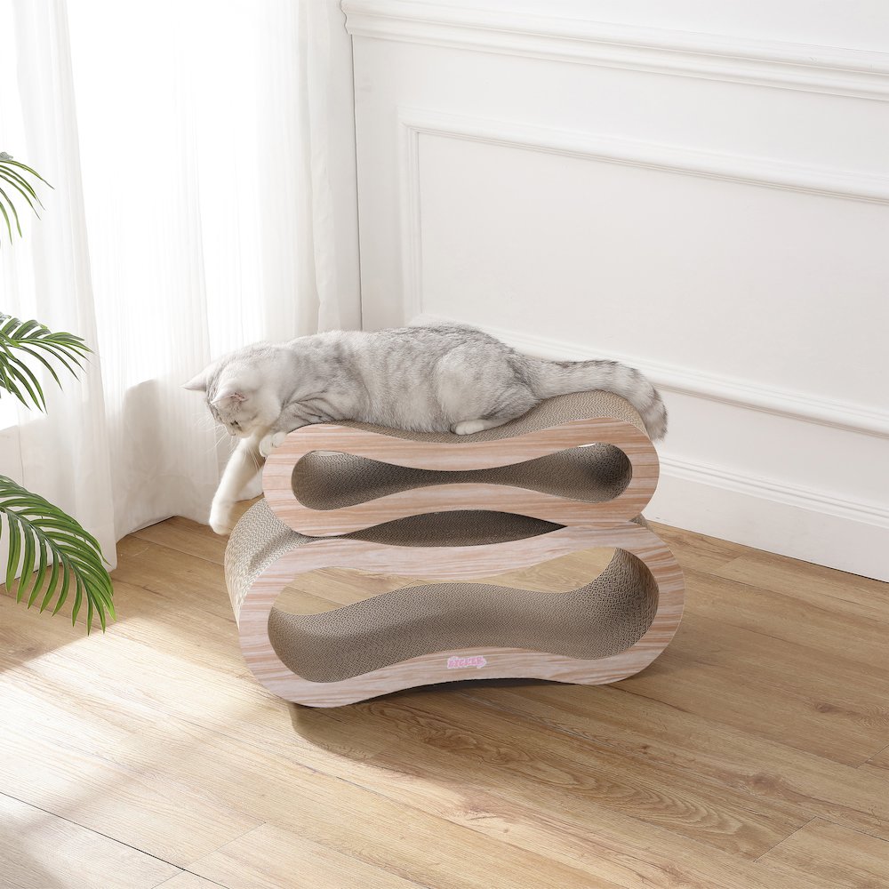 Suvi Modern Cardboard Infinity 2-in-1 Lounge Bed Cat Scratcher with Catnip