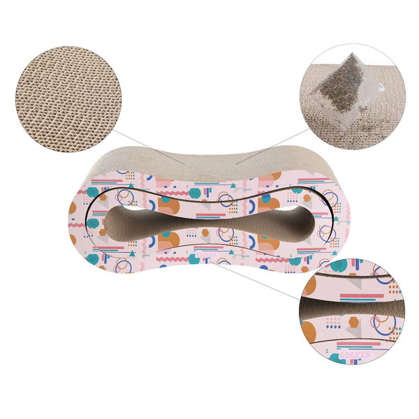 Suvi Modern Cardboard Infinity 2-in-1 Lounge Bed Cat Scratcher with Catnip