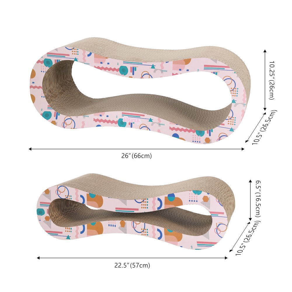 Suvi Modern Cardboard Infinity 2-in-1 Lounge Bed Cat Scratcher with Catnip