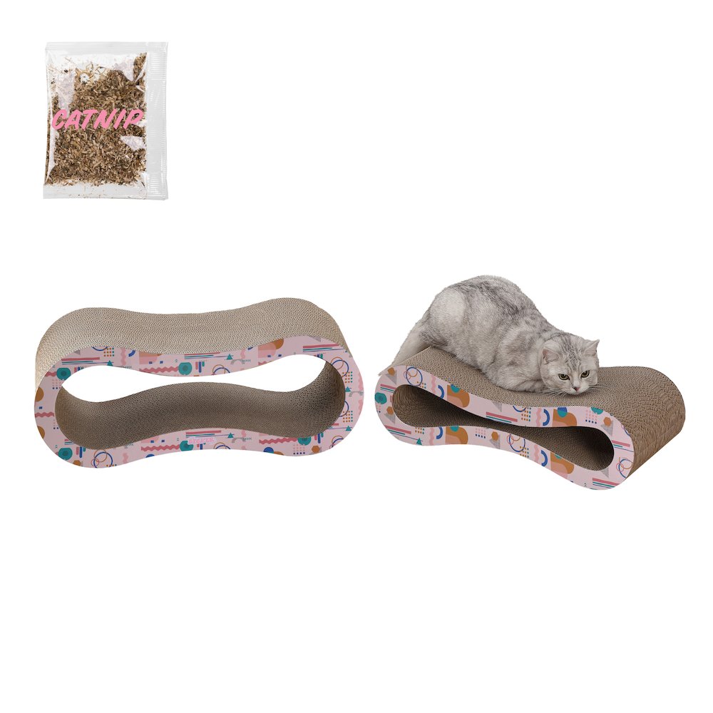 Suvi Modern Cardboard Infinity 2-in-1 Lounge Bed Cat Scratcher with Catnip