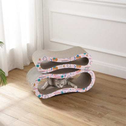 Suvi Modern Cardboard Infinity 2-in-1 Lounge Bed Cat Scratcher with Catnip